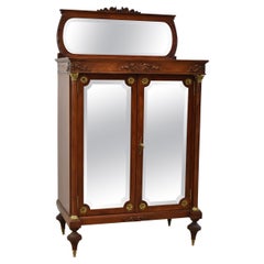 Emire Tyle Mahogany Music Cabinet Beveled Glass Mirrors Fluted Pillars
