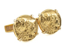Emis Ancient Gold Coin Re-Strike 18 Karat Yellow Gold Cufflinks Set
