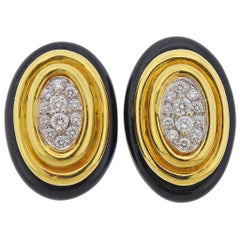 Emis Gold Onyx Diamond Earrings