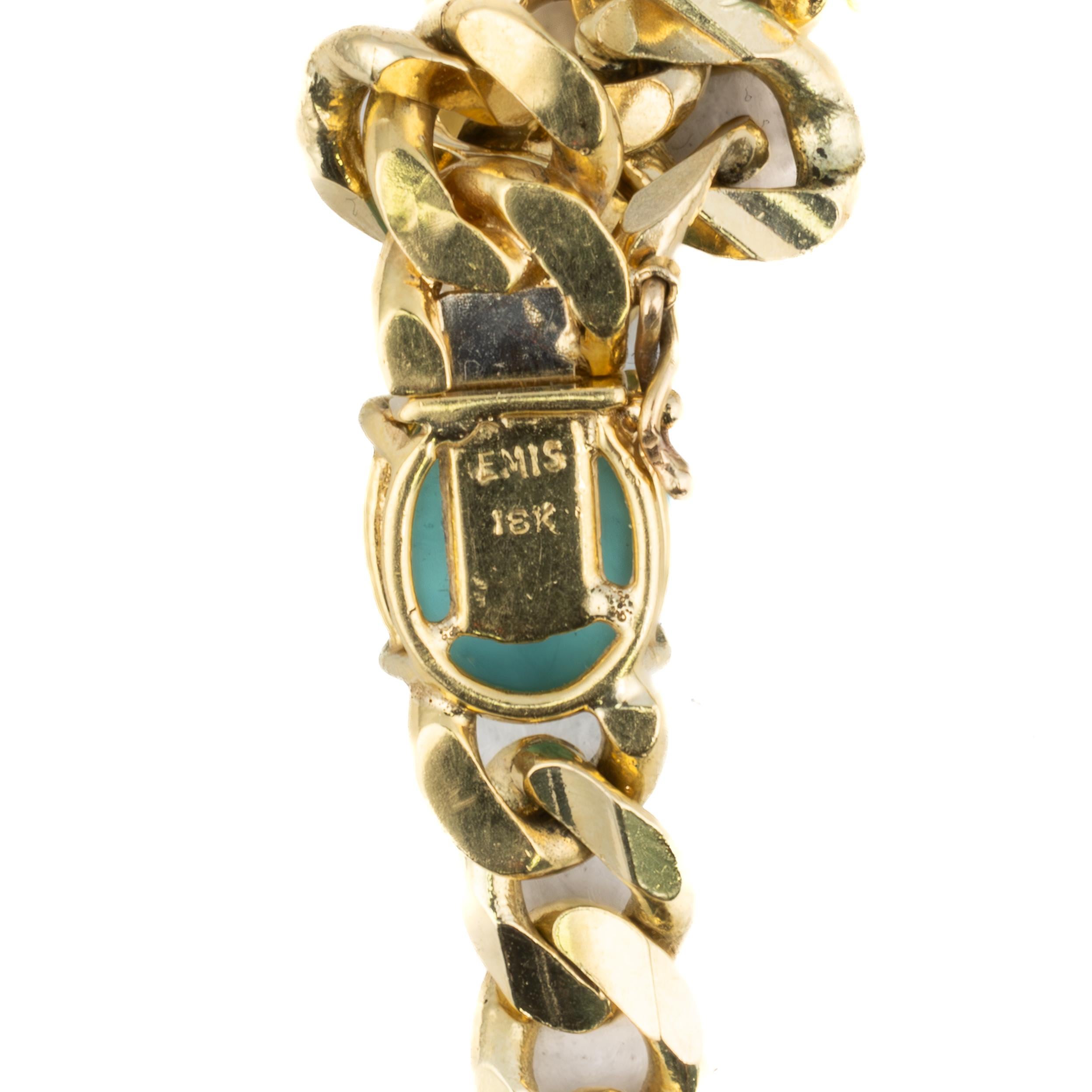 Rétro Collier Emis en turquoise et diamants en vente