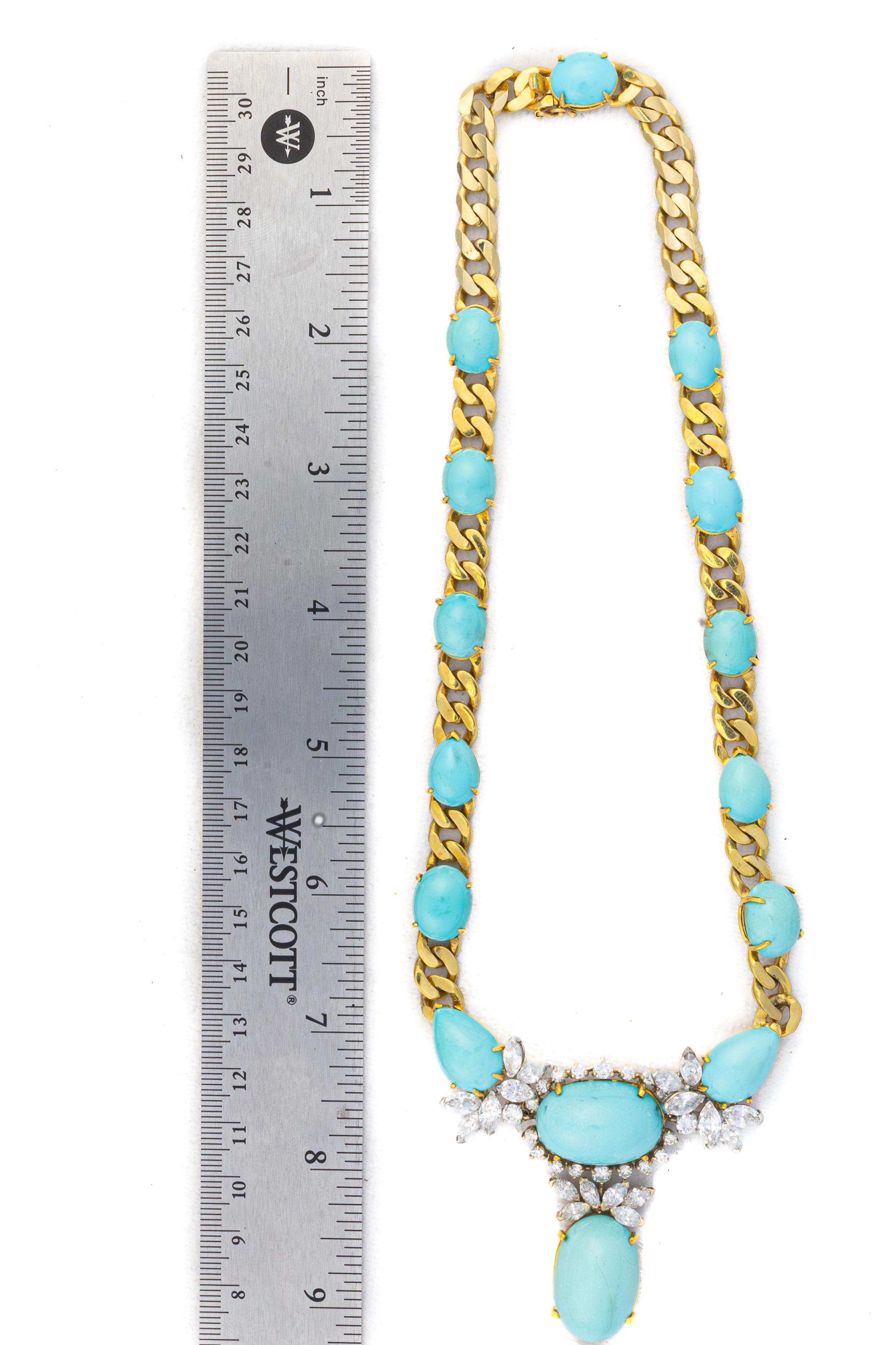 Collier Emis en turquoise et diamants en vente 1