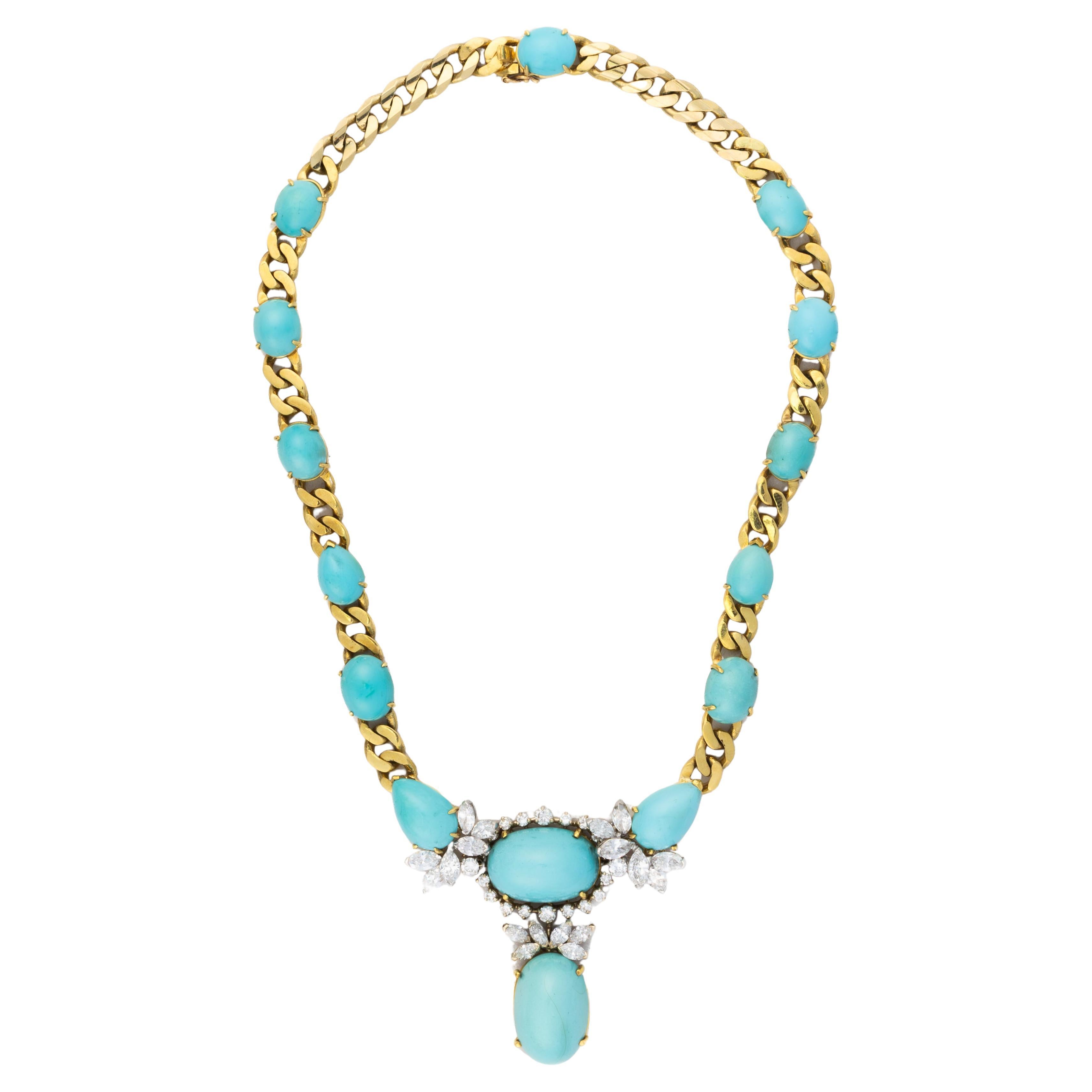 Collier Emis en turquoise et diamants