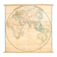 Emisfero Orientale, Antique Map of Eastern Hemisphere on Canvas