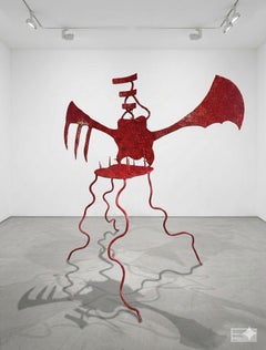 Emissario Del Sogno Statue in Forged Steel & Acrylic by Metalmorphosis Studio