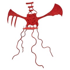 Emissario Del Sogno Statue in Forged Steel & Acrylic by Metalmorphosis Studio