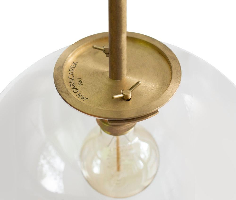 Contemporary Emiter Sculptural Brass and Glass Pendant Lamp by Jan Garncarek For Sale