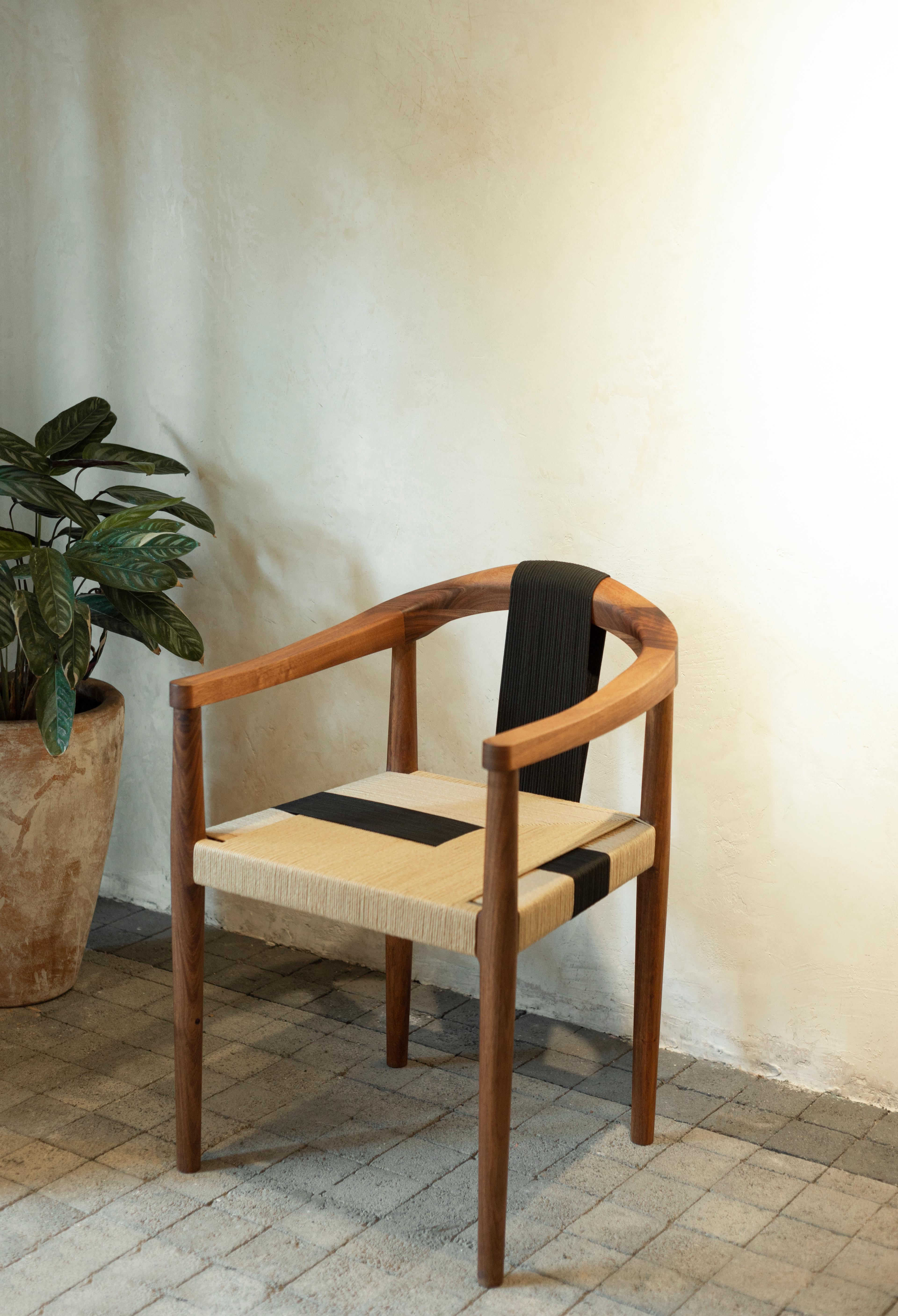 Contemporary Emma Chair in Tzalam Wood and Paper Cord Weave by Tana Karei For Sale