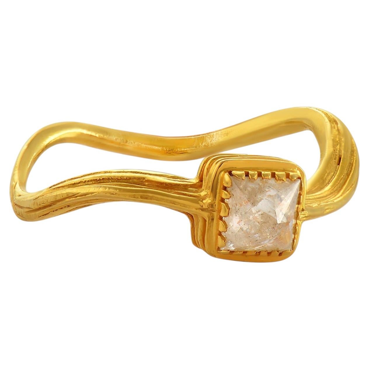 Emma Chapman 0.50ct Rough Cut Diamond Ring in 18k Yellow Gold, UK For Sale