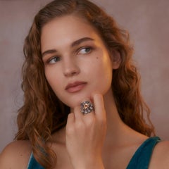 Emma Chapman 18k Yellow Gold and Silver Ruby Pearl Flower Ring