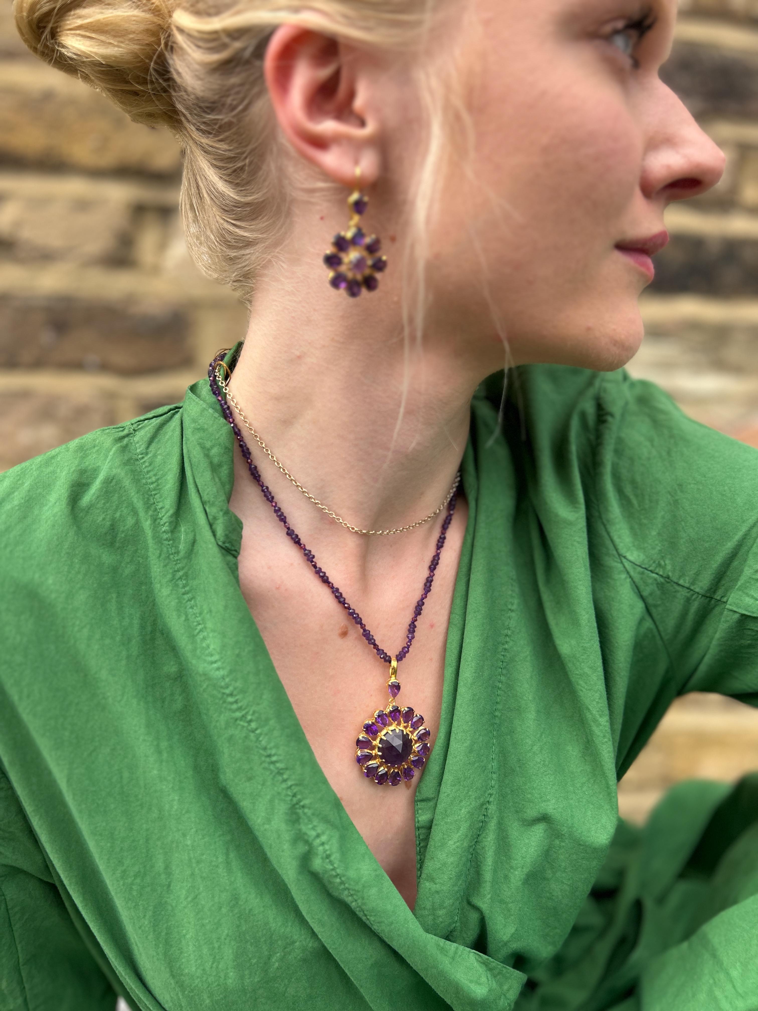 Emma Chapman Amethyst Gold Plate Pendant In New Condition For Sale In Frome, Somerset
