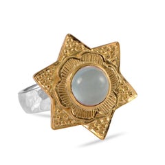 Anello con placca d'oro con acquamarina
