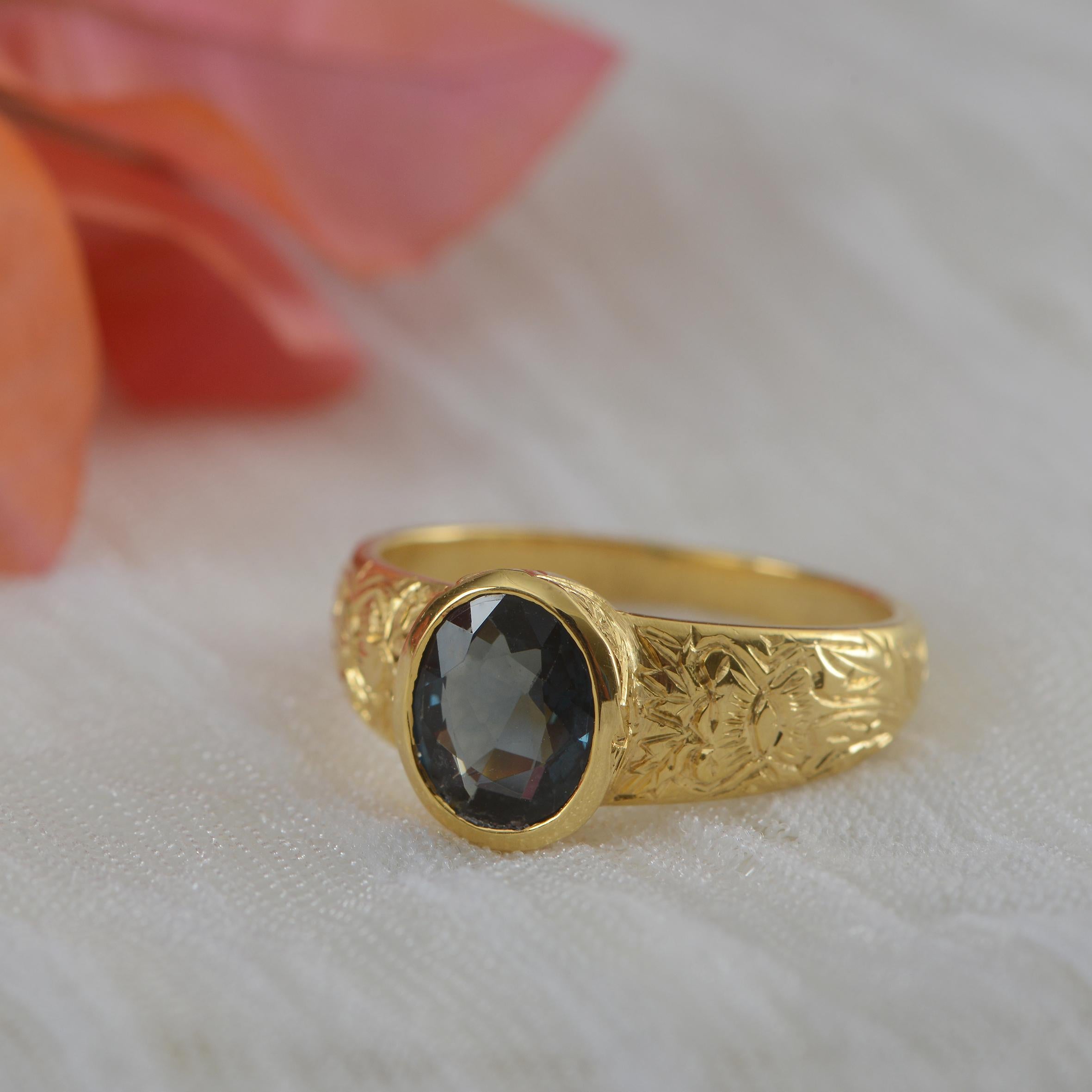 blue spinel engagement ring