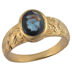  Blue Spinel 18 Karat Gold Engagement Ring
