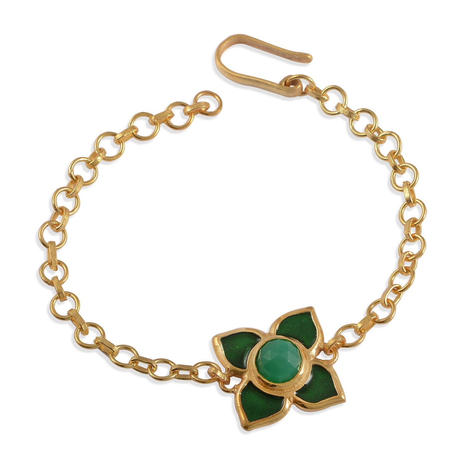 Contemporary Emma Chapman Chrysoprase Green Enamel Bracelet