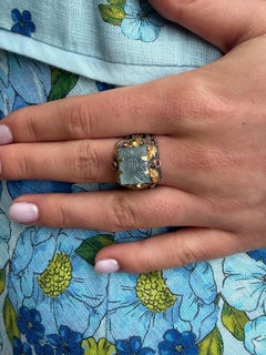 Emma Chapman Hand-Carved Aquamarine Ruby Tsavorite Statement Ring