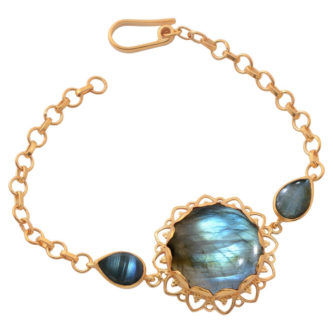 Labradorite Gold Plate Bracelet For Sale