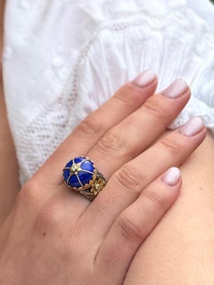 Emma Chapman Lapis Lazuli Diamond 18k Gold Silver Cocktail Ring
