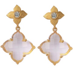 Emma Chapman Rose Cut Crystal Aquamarine Drop Earrings