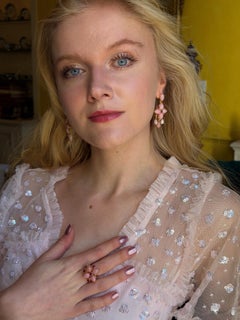 Emma Chapman Sterling Silver Gold Plated Pink Opal Ruby Dangle Earrings