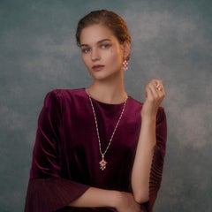 Emma Chapman Sterling Silver Gold Plated Pink Opal Ruby Teardrop Pendant