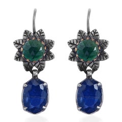 Emma Chapman Tanzanite Diopside  18k Yellow Gold Silver  Drop Earrings