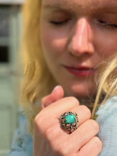 Emma Chapman Türkis Tansanit Rhodolith Granat 18k Gold Silber Floral Ring