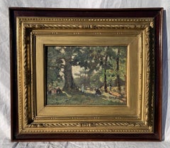 Peinture de paysage vénitien du début du XXe siècle - Scène californienne - Huile sur panneau
