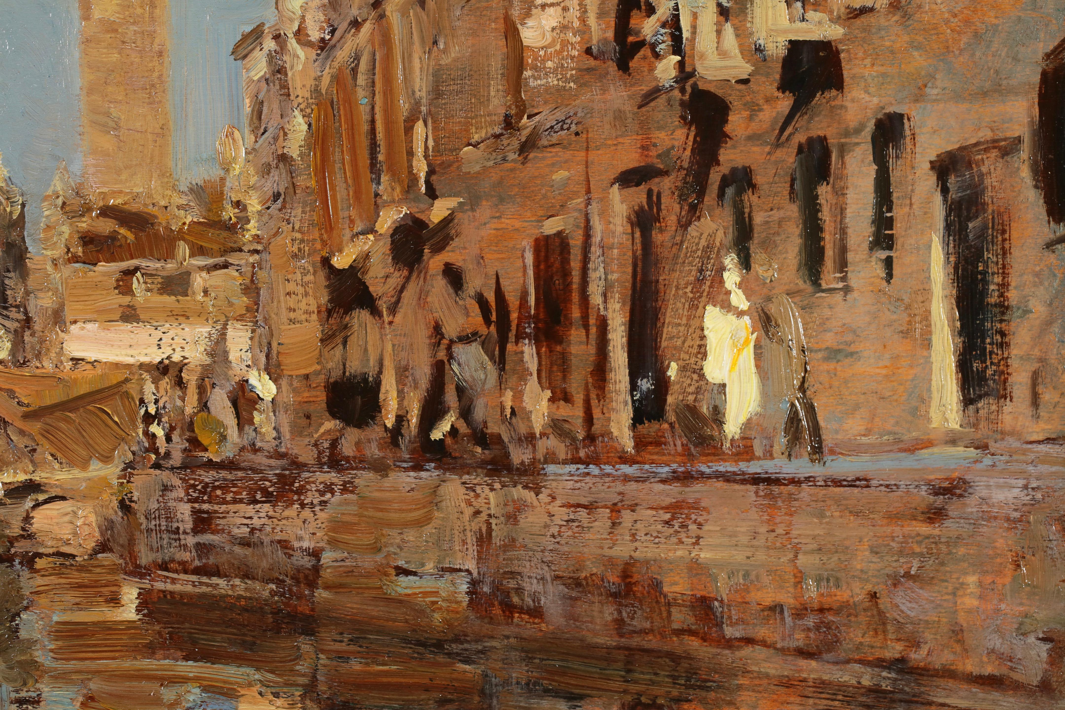 Rio de San Barnaba, Venice 1927 - Impressionist Riverscape Oil by Emma Ciardi For Sale 9
