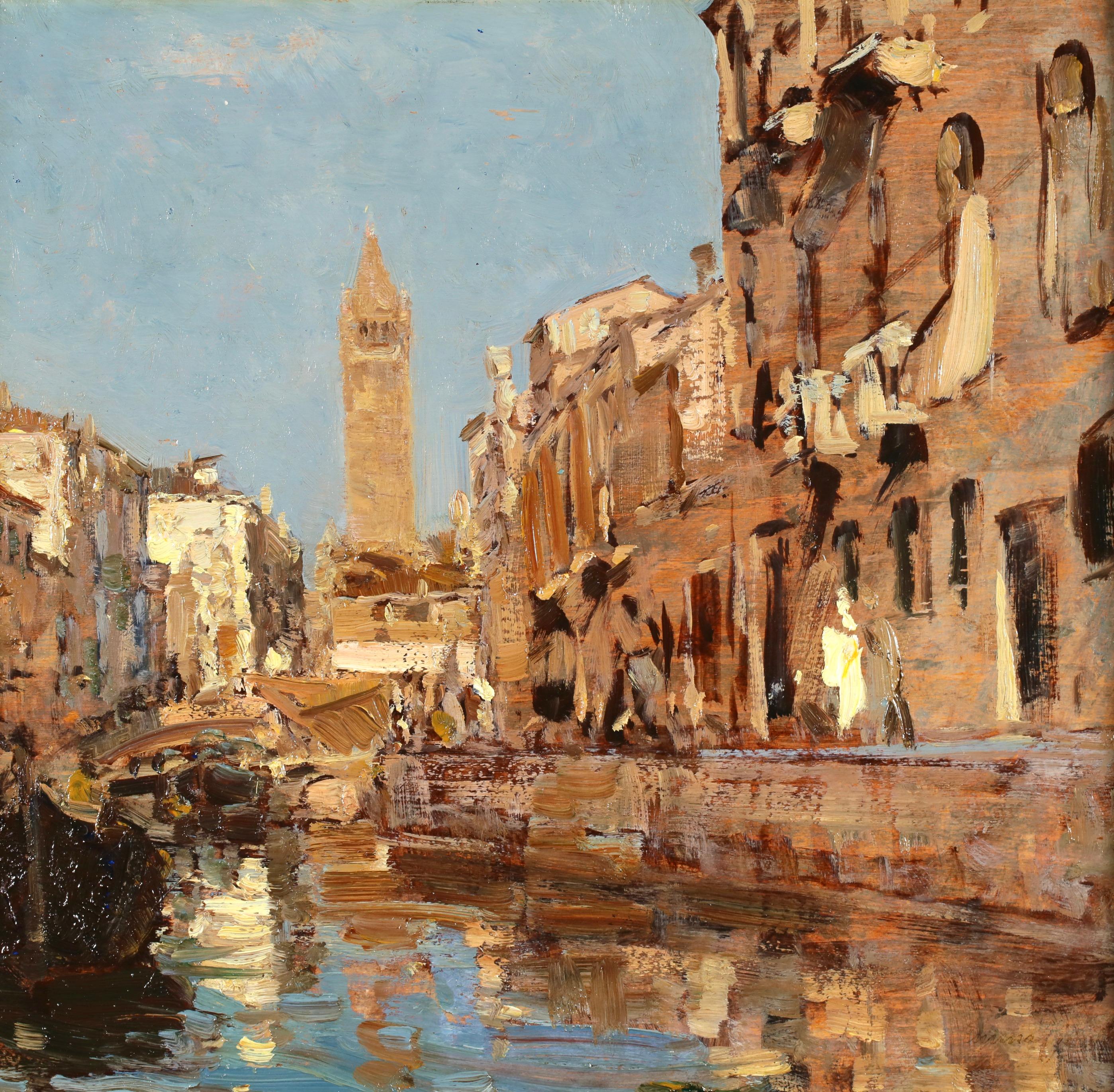 Rio de San Barnaba, Venice 1927 - Impressionist Riverscape Oil by Emma Ciardi For Sale 1
