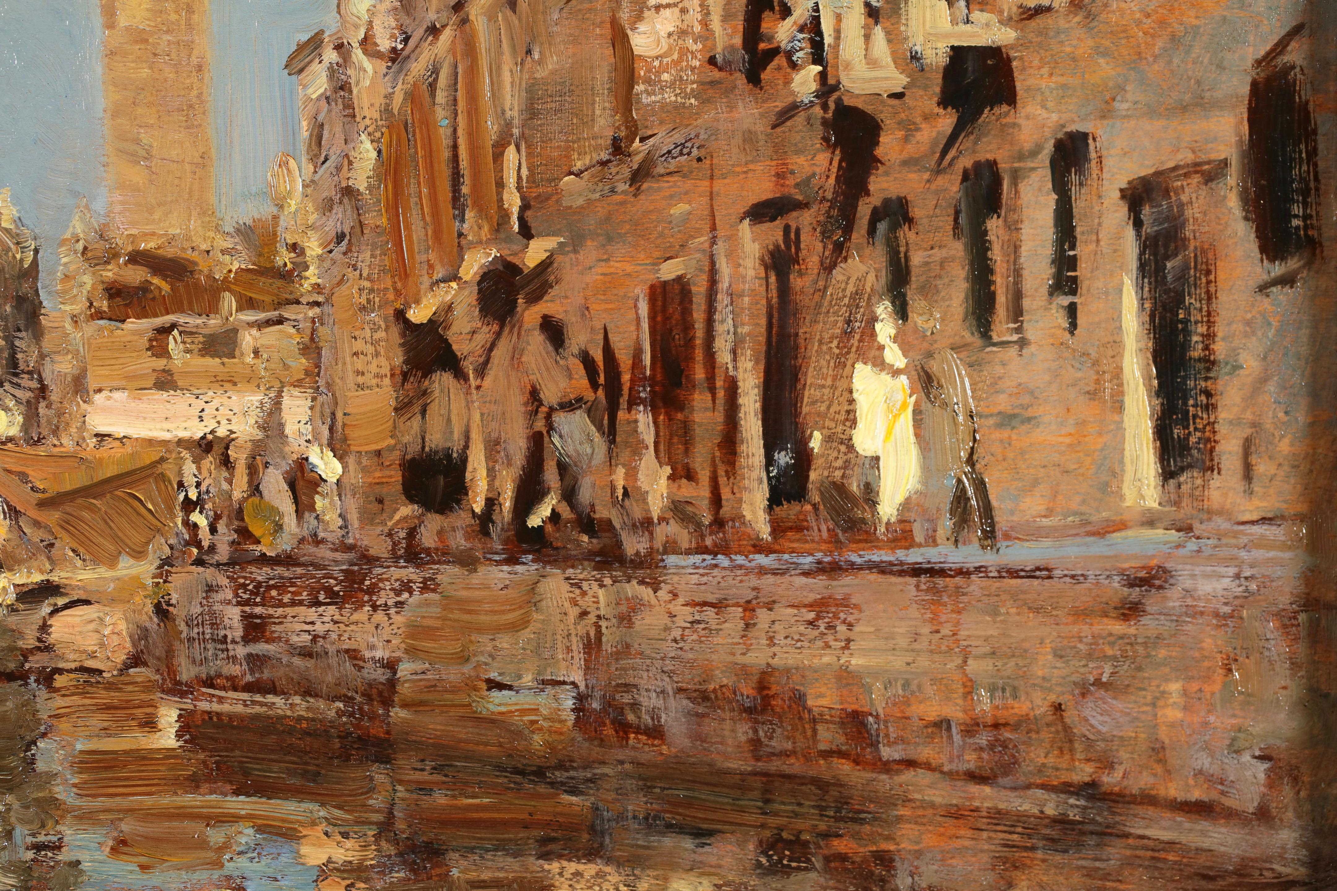 Rio de San Barnaba, Venice 1927 - Impressionist Riverscape Oil by Emma Ciardi For Sale 4