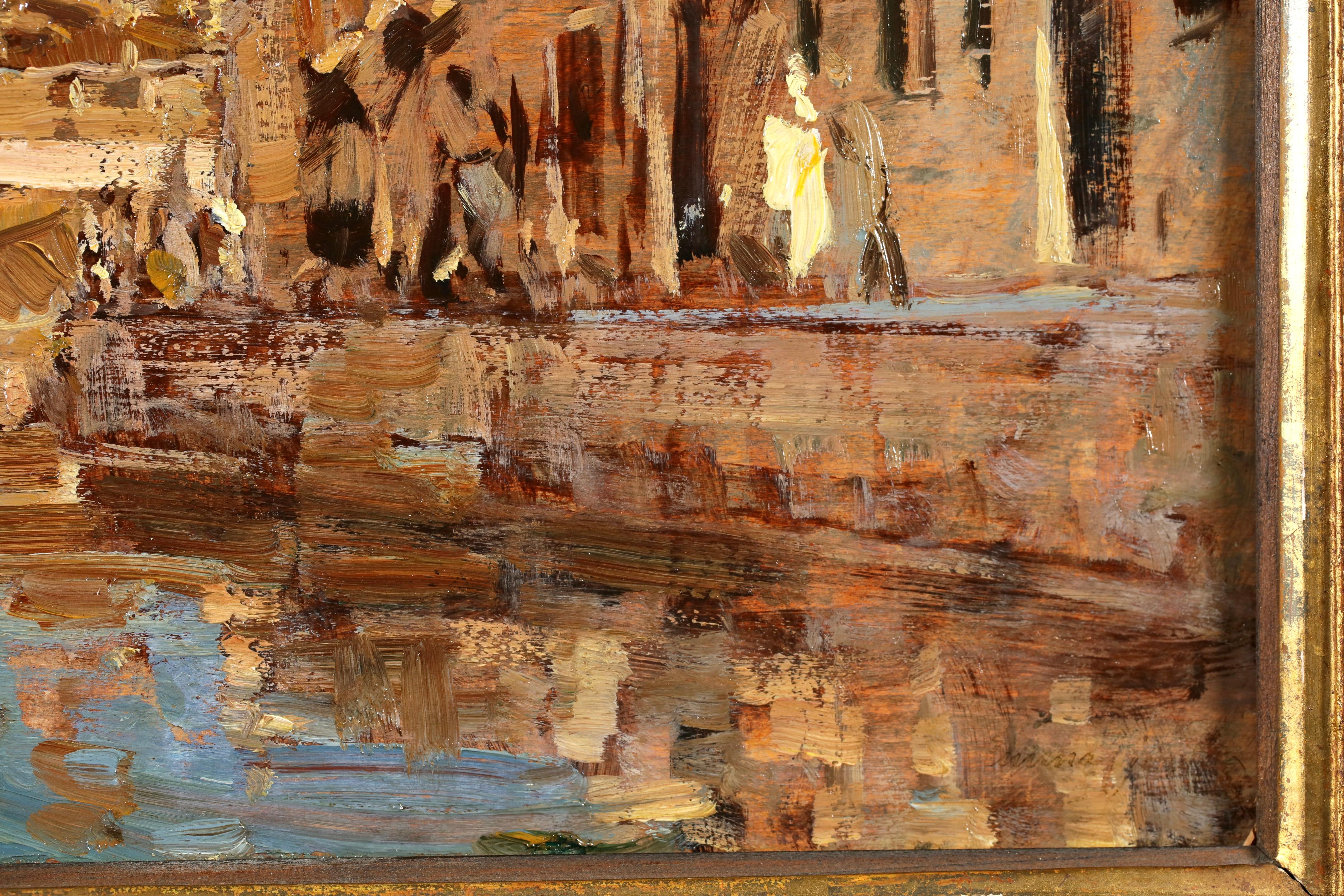 Rio de San Barnaba, Venice 1927 - Impressionist Riverscape Oil by Emma Ciardi For Sale 5