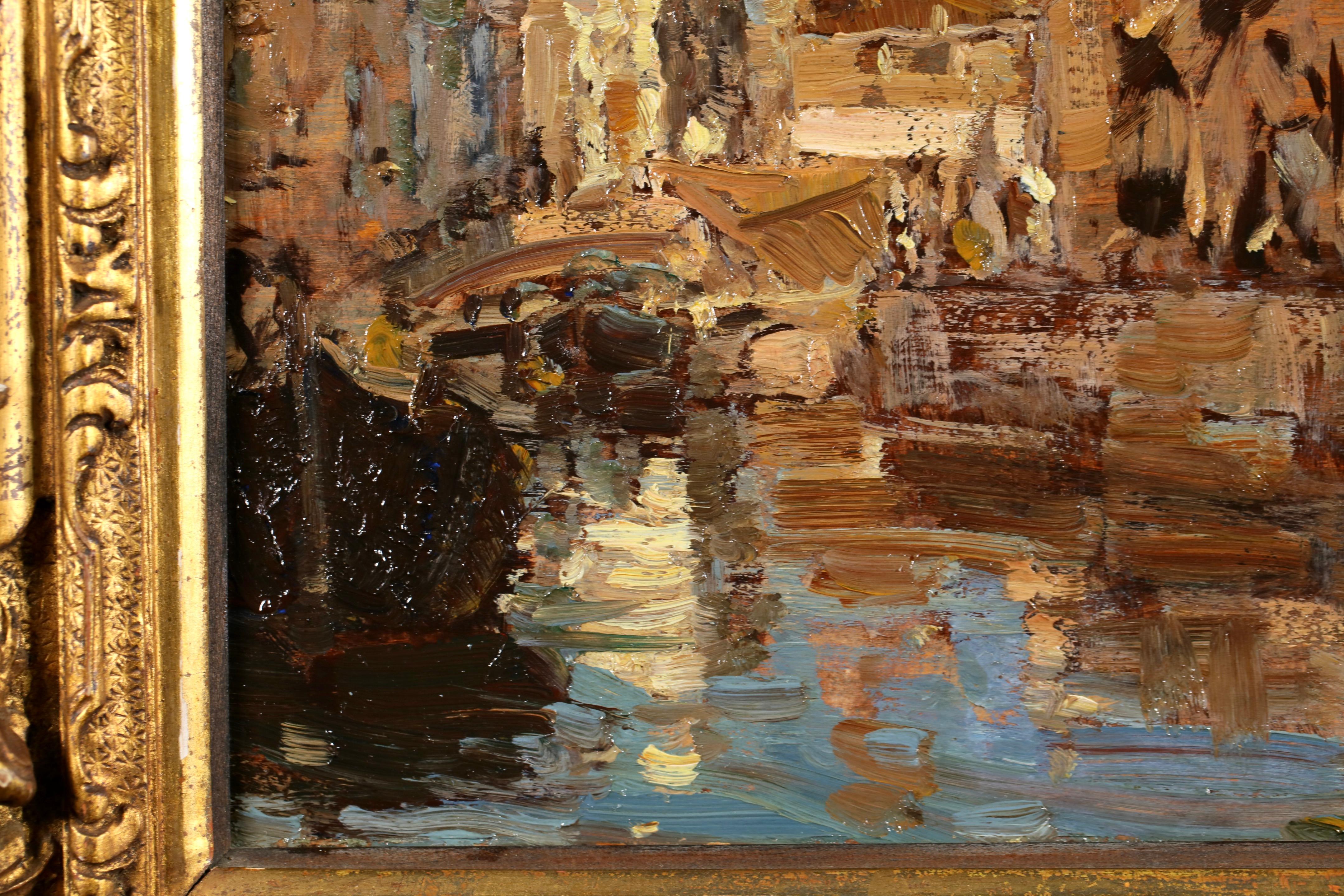 Rio de San Barnaba, Venice 1927 - Impressionist Riverscape Oil by Emma Ciardi For Sale 6