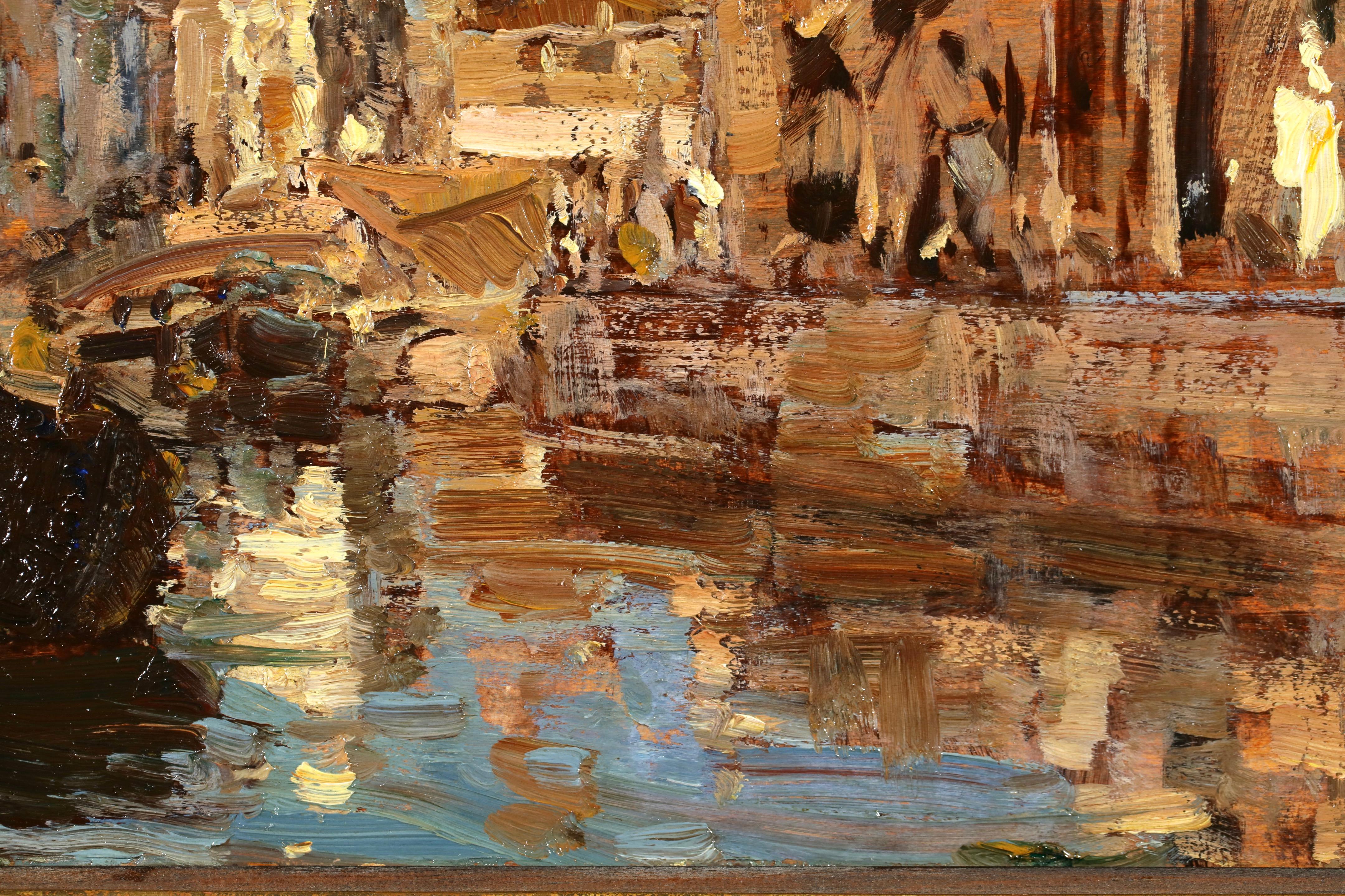 Rio de San Barnaba, Venice 1927 - Impressionist Riverscape Oil by Emma Ciardi For Sale 7