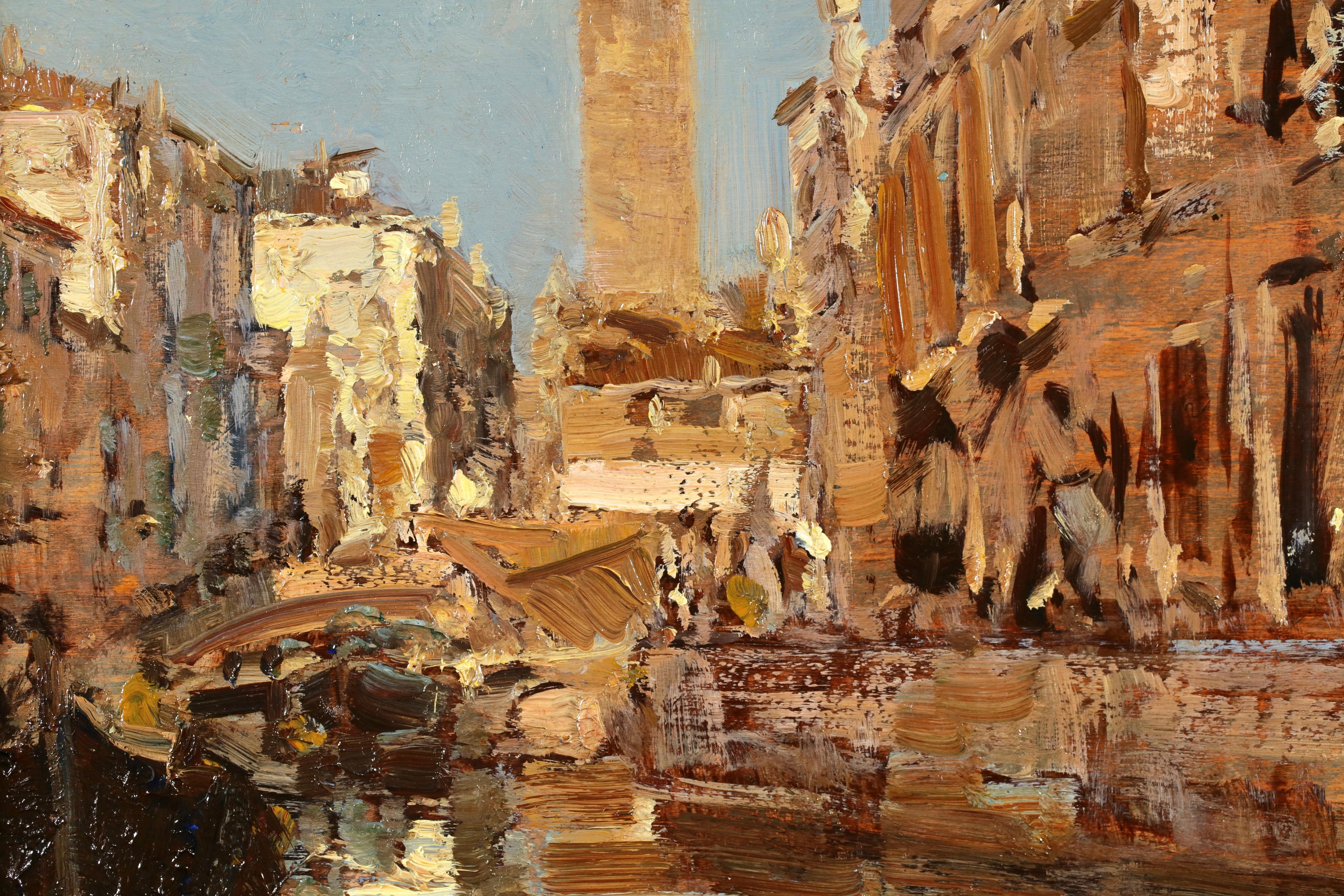 Rio de San Barnaba, Venice 1927 - Impressionist Riverscape Oil by Emma Ciardi For Sale 8