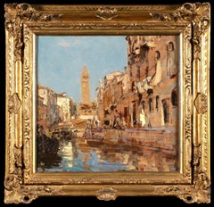 Rio de San Barnaba, Venice 1927 - Impressionist Riverscape Oil by Emma Ciardi
