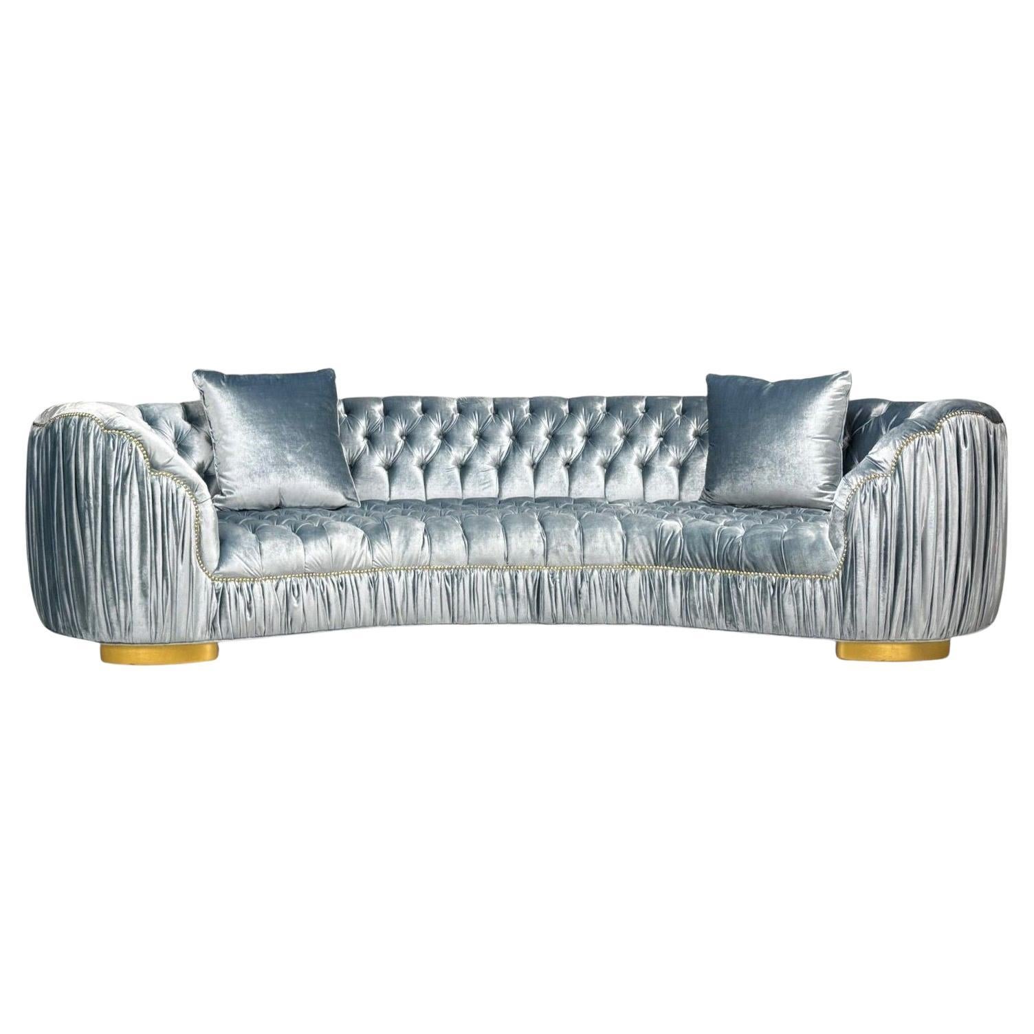 Sofá curvo Emma de Haute House para Neiman Marcus, Madera noble, Terciopelo