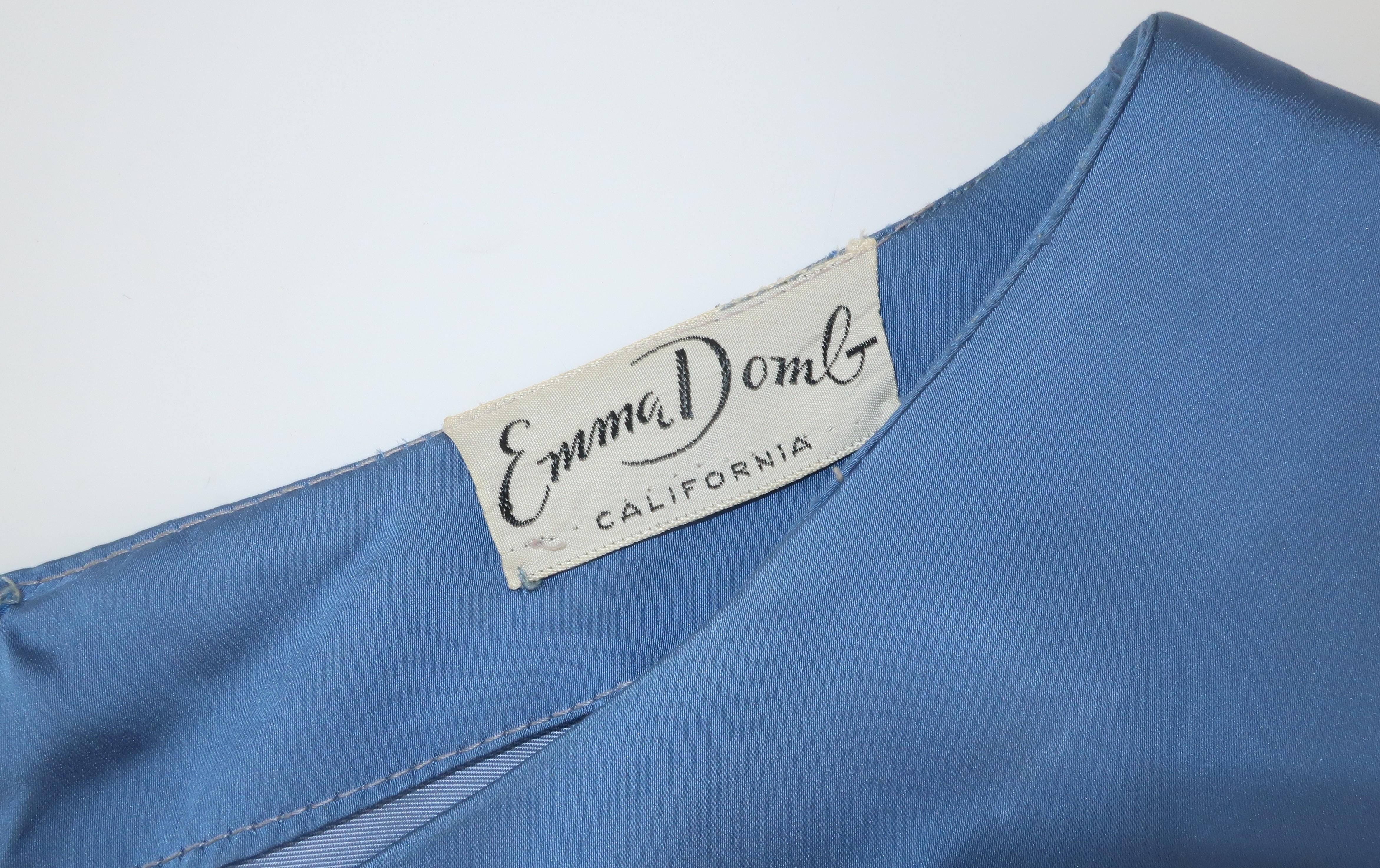 Emma Domb 1950's Periwinkle Blue Satin Cocktail Dress 5