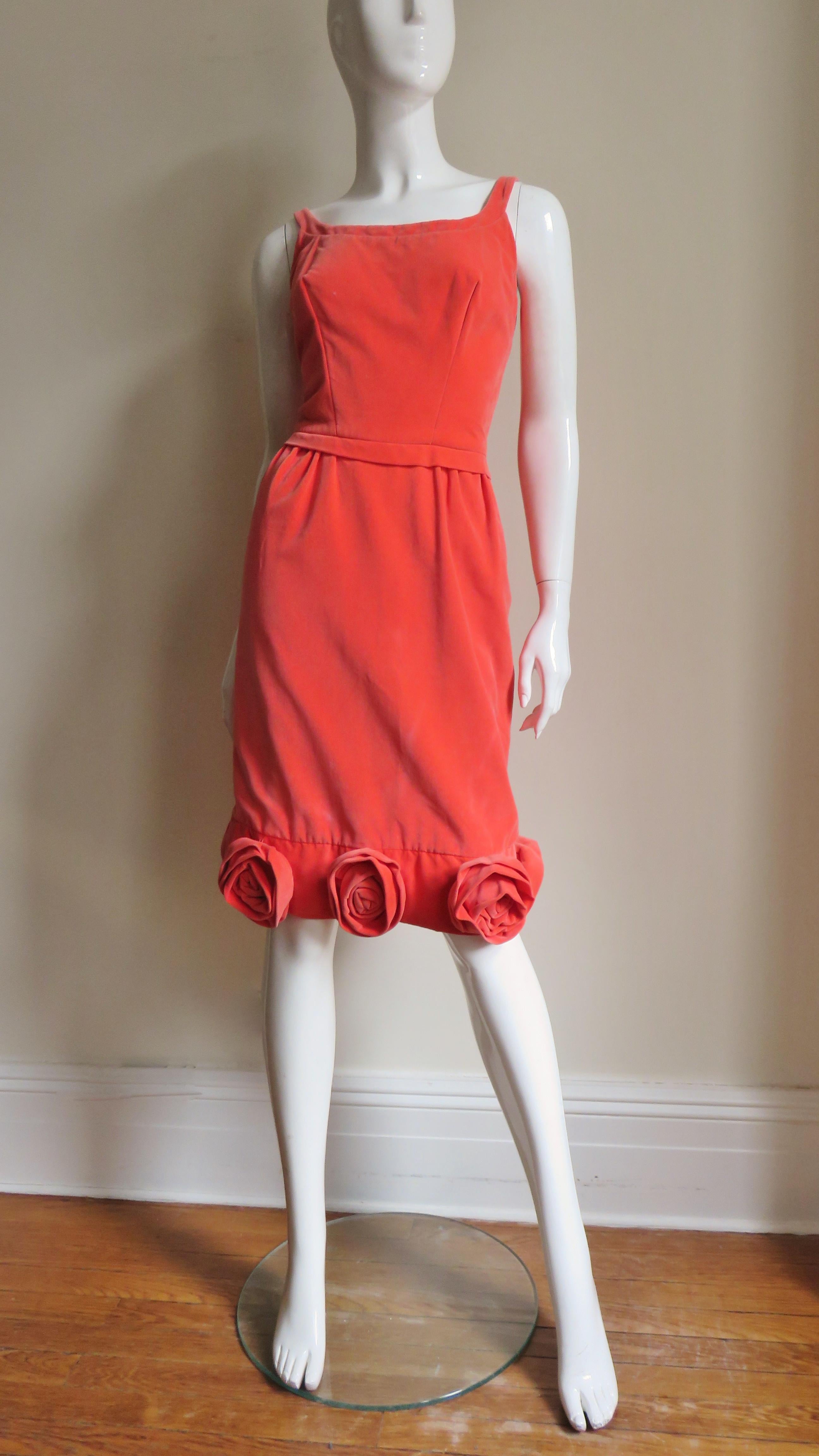 Emma Domb Dress with Rose Appliques 1960s For Sale 5