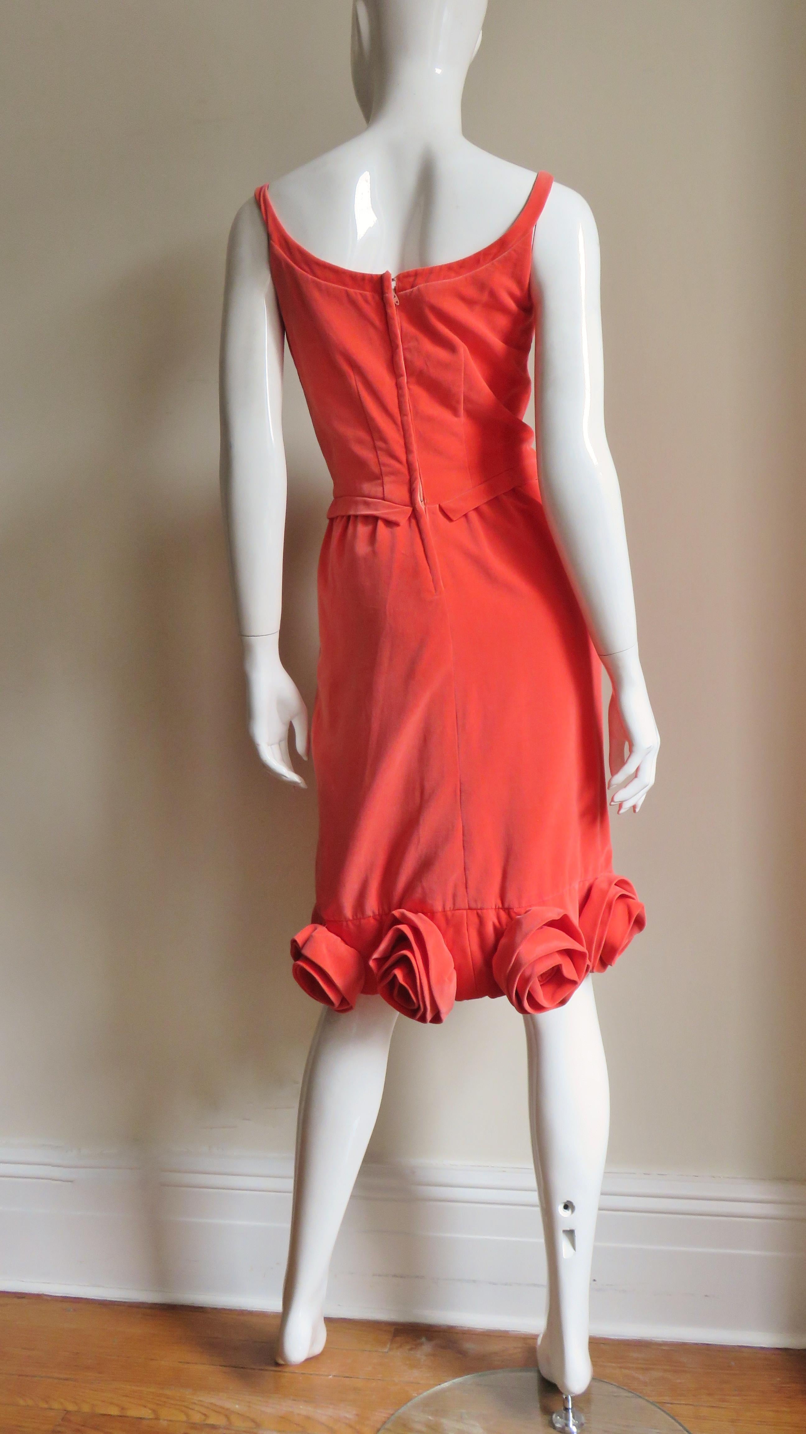 Emma Domb Dress with Rose Appliques 1960s For Sale 10