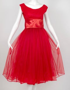 Emma Domb, vestito da ballerina con pettorina rossa e fascia in raso - S, anni '50