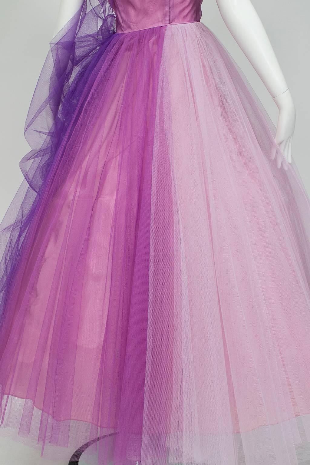 Emma Domb Violet Ombré Strapless Ball Gown, 1950s 5
