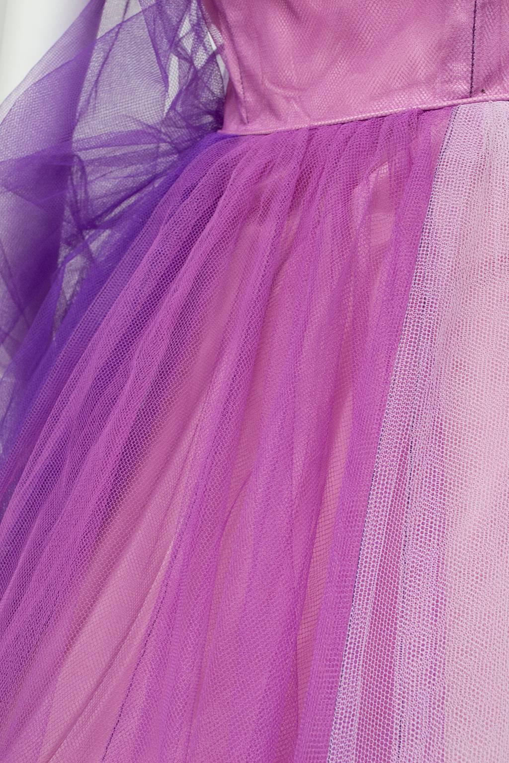 Emma Domb Violet Ombré Strapless Ball Gown, 1950s 6