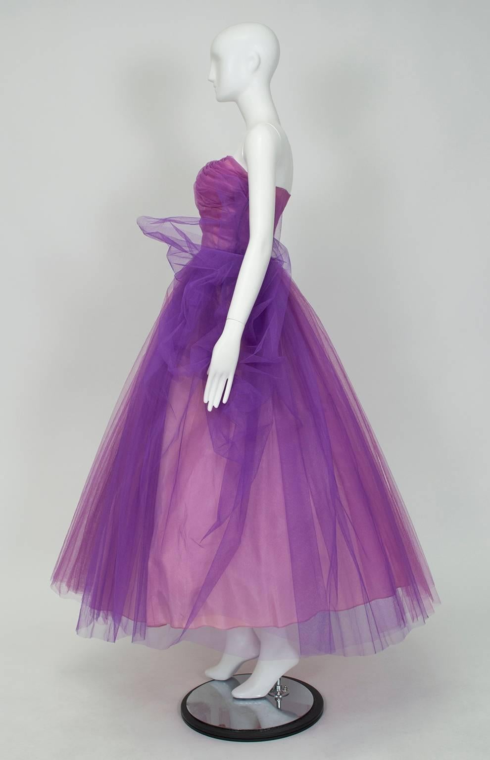 Purple Emma Domb Violet Ombré Strapless Ball Gown, 1950s