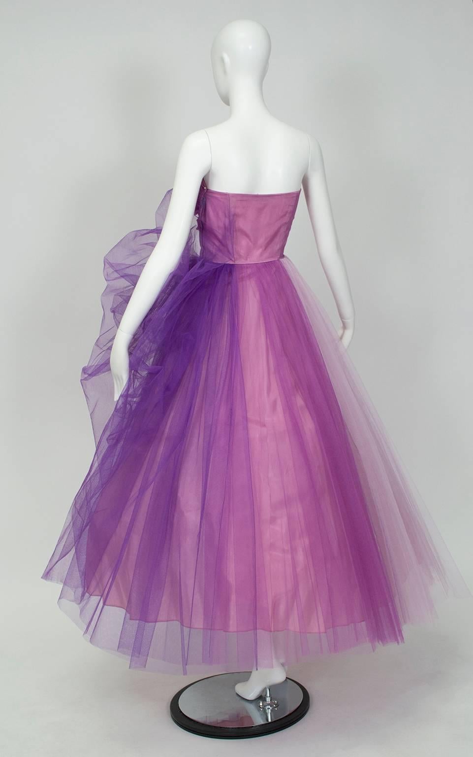 Emma Domb Violet Ombré Strapless Ball Gown, 1950s In Excellent Condition In Tucson, AZ