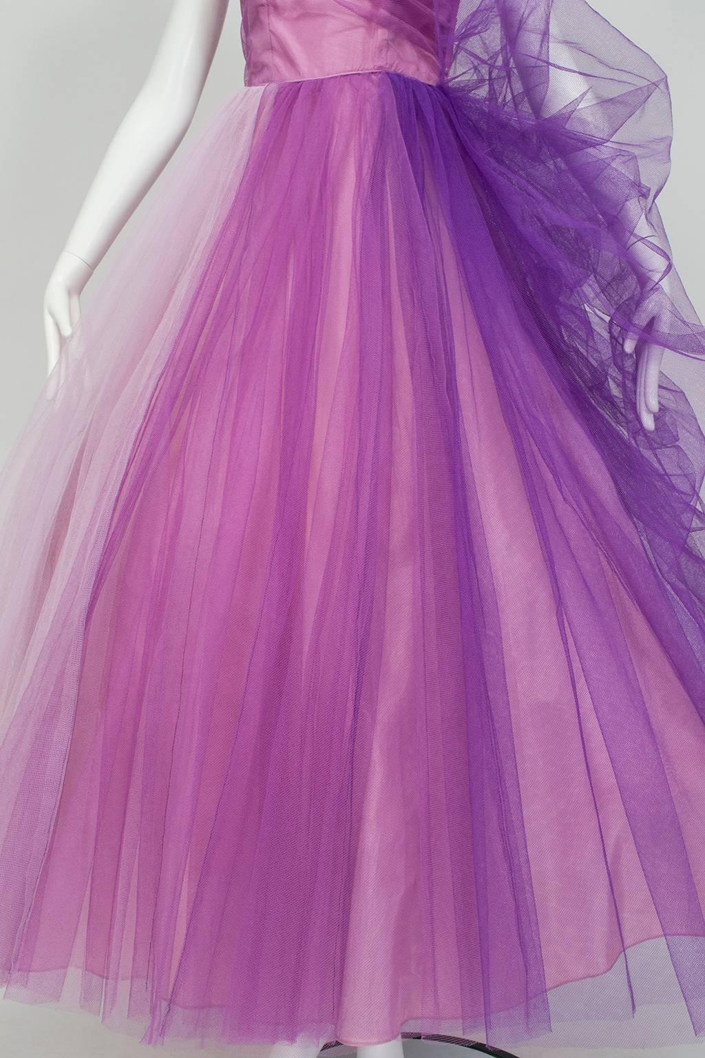Emma Domb Violet Ombré Strapless Ball Gown, 1950s 4