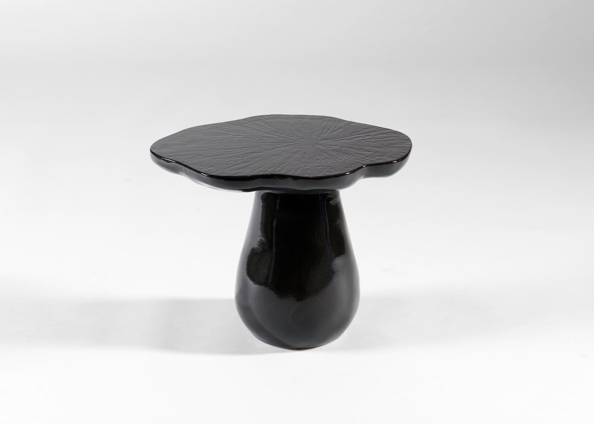 Emma Donnersberg, Organika Black, Glazed Mushroom Side Table, France, 2022 In Excellent Condition For Sale In New York, NY