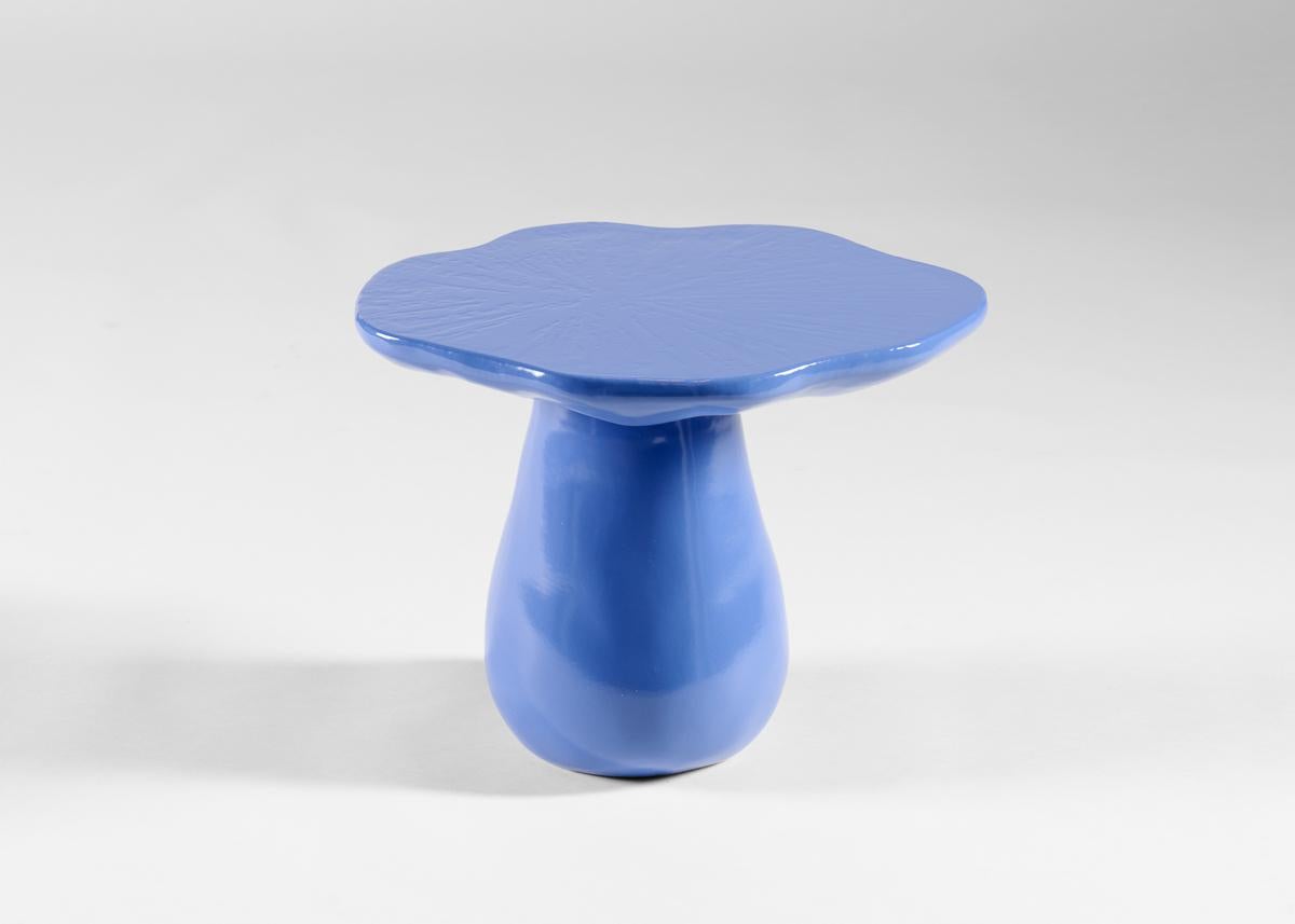 Emma Donnersberg, Organika Bleu Chisol, Glazed Mushroom Side Table, France, 2022 In Excellent Condition For Sale In New York, NY