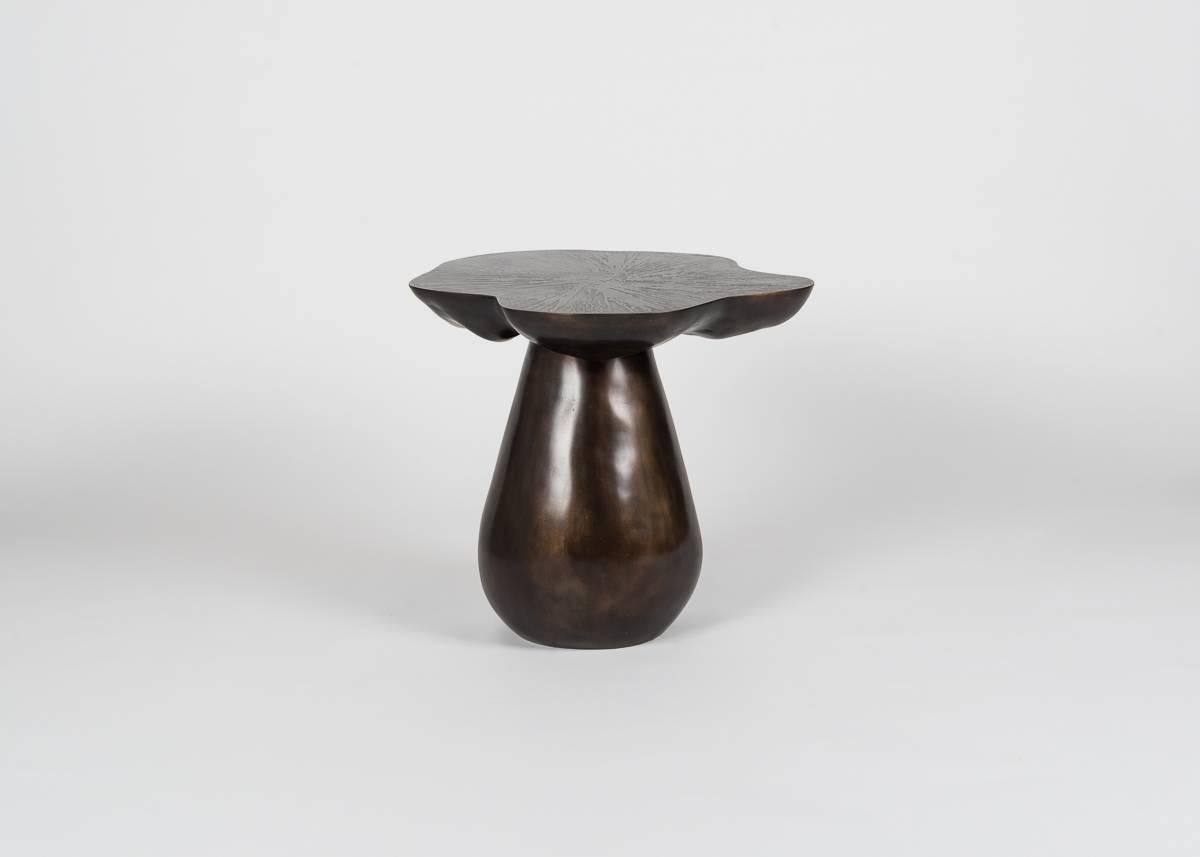 Contemporary bronze side table in the shape of a mushroom by French designer Emma Donnersberg.