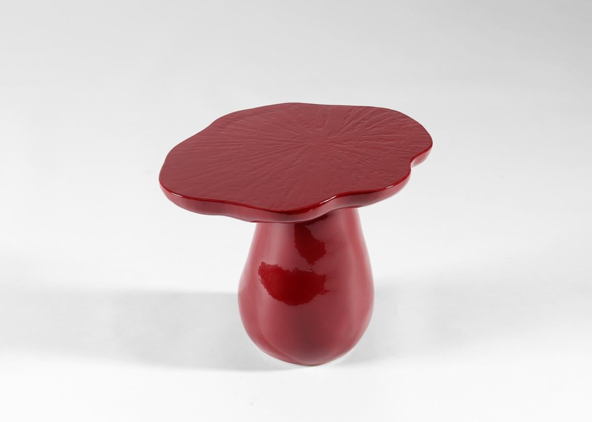 Emma Donnersberg, Organika Crimson, Glazed Mushroom Side Table, France, 2022 In Excellent Condition For Sale In New York, NY