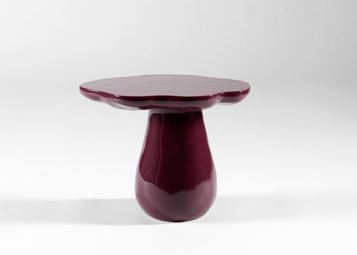 Contemporary Emma Donnersberg, Organika Eggplant, Glazed Mushroom Side Table, France, 2022 For Sale